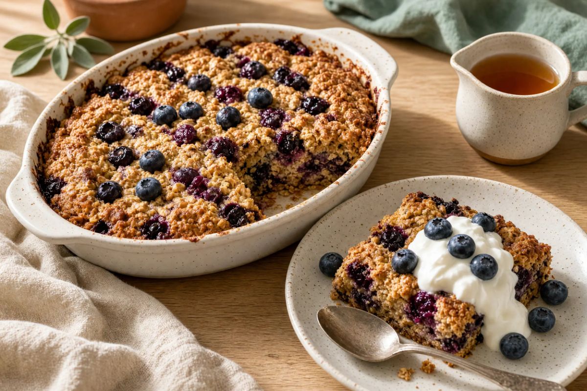 Blueberry Protein Baked Oats