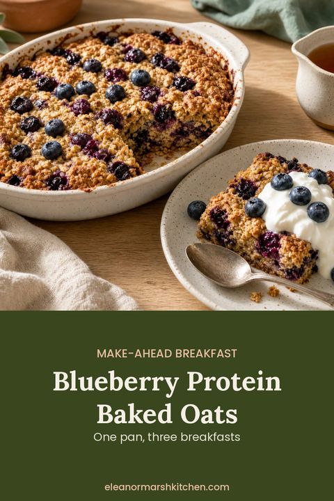 Blueberry Protein Baked Oats pin image