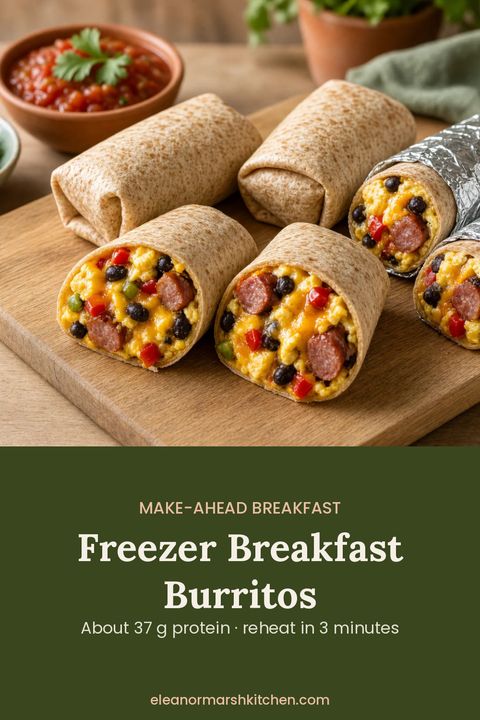 Freezer Breakfast Burritos pin image